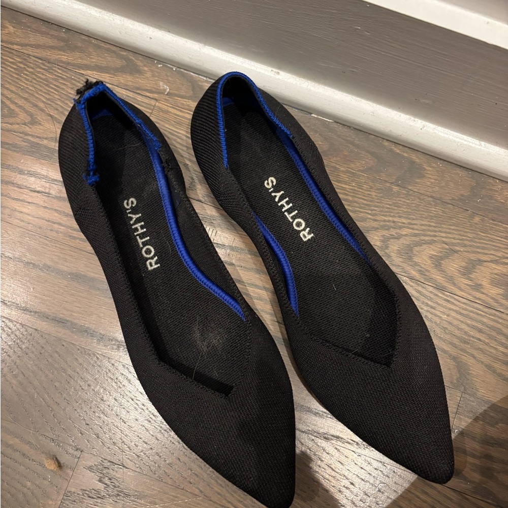 Black Pointed Toe Rothy’s Flats